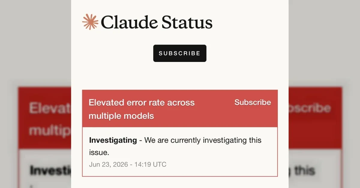 Claude Code down: errori in corso su più modelli