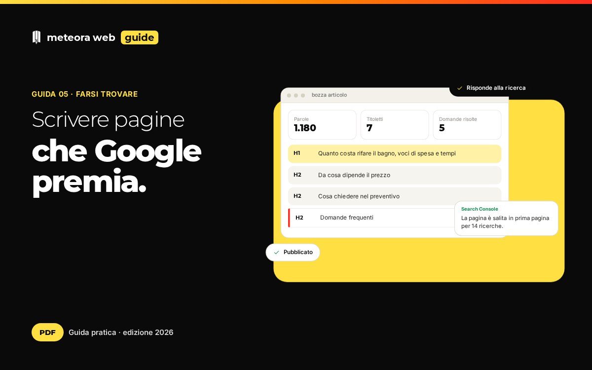 Copertina della guida Scrivere per Google, pagine e articoli che si posizionano