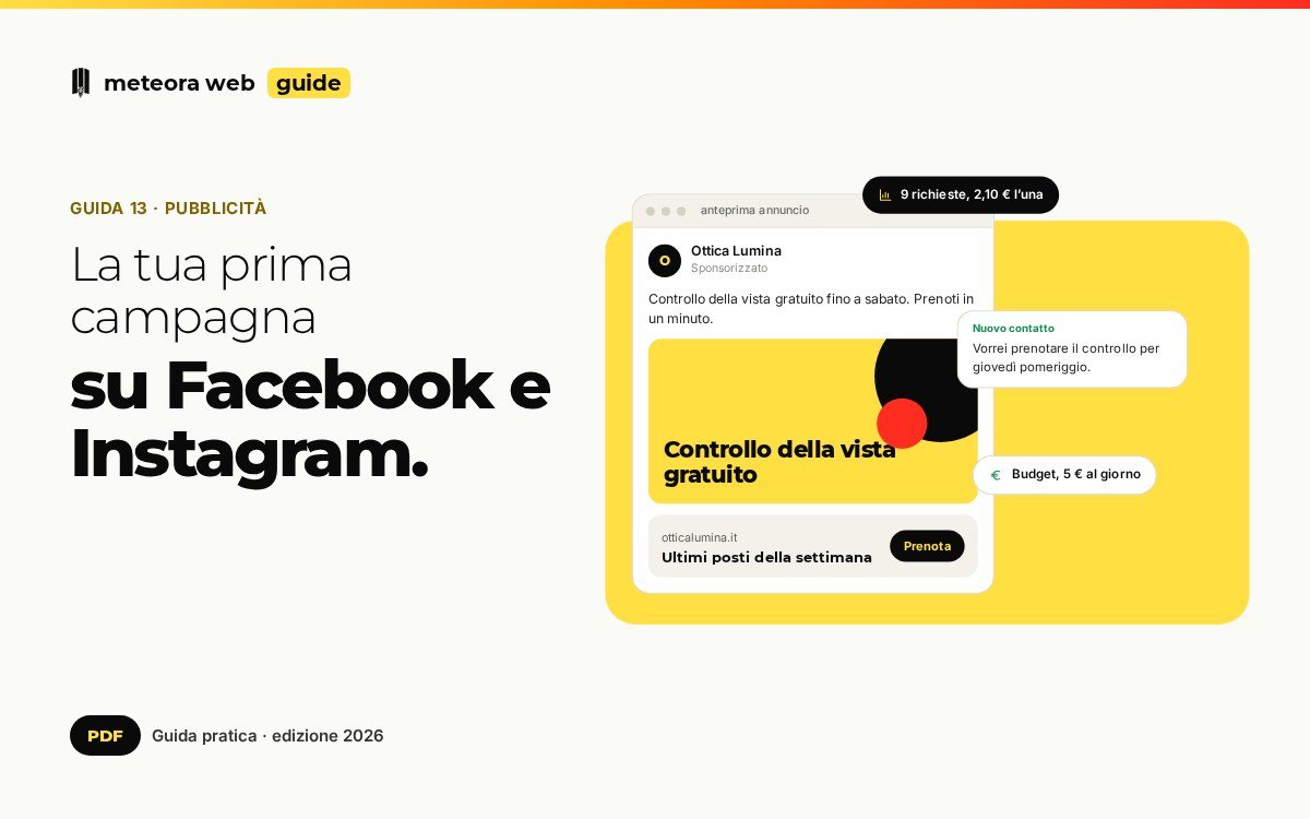 Copertina della guida Meta Ads, la prima campagna su Facebook e Instagram