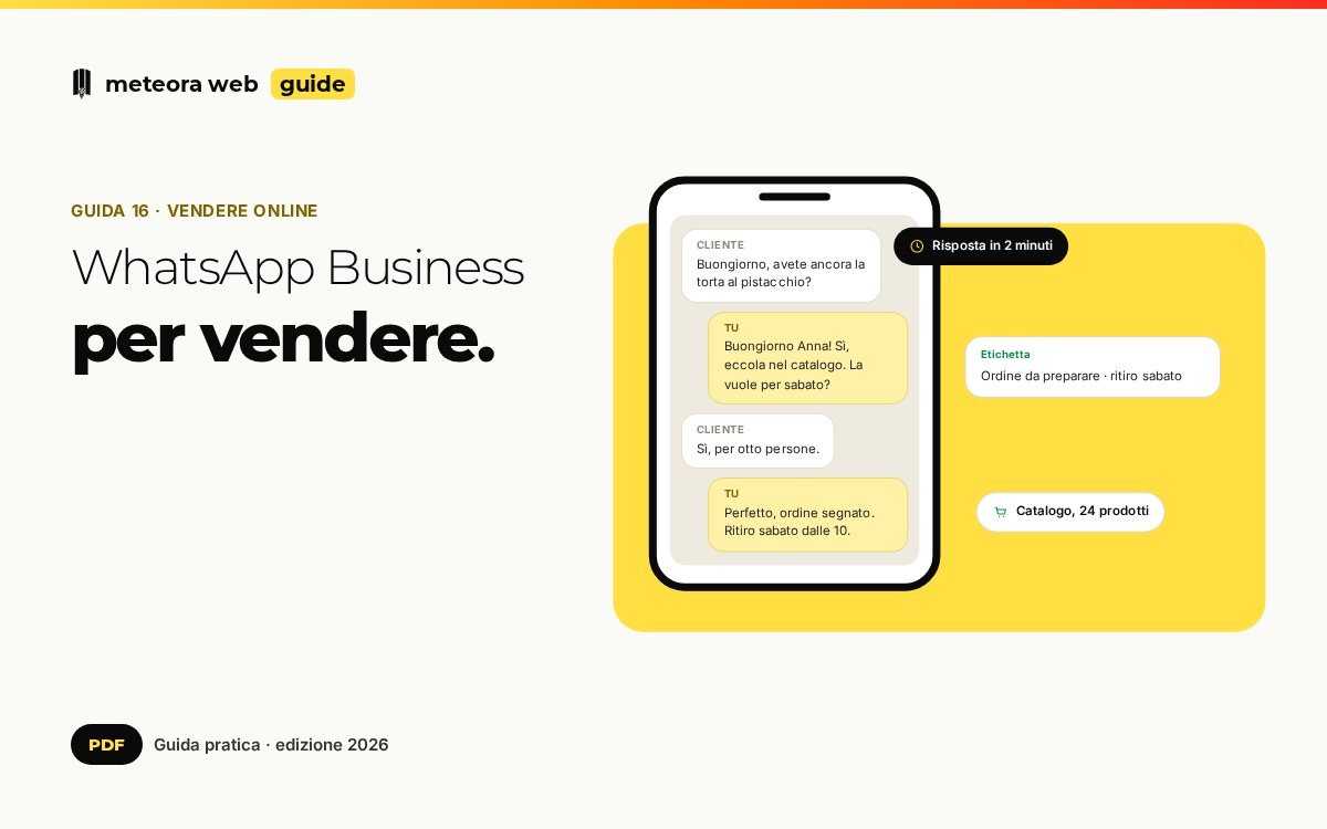 Copertina della guida WhatsApp Business per vendere e assistere