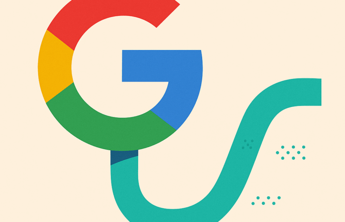 Percorso a forma di G di Google che si apre verso l’esterno, simbolo del nuovo ranking basato sull’esperienza.